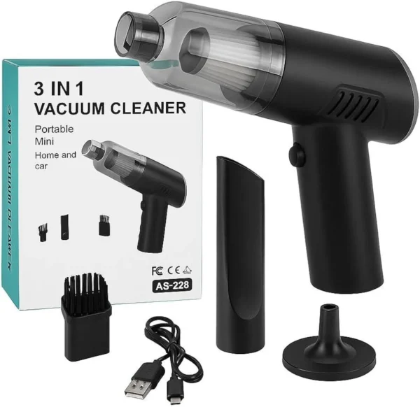 3-in-1 Portable Cordless Mini Vacuum Cleaner & Air Duster