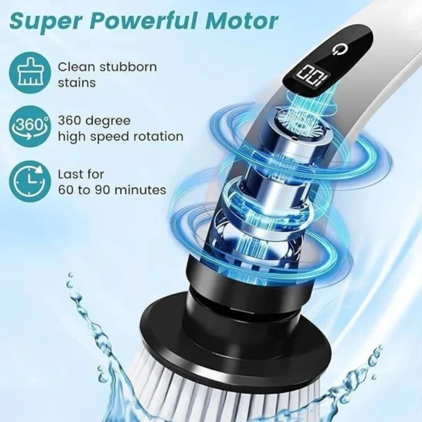 9-in-1 Cordless Electric Spin Scrubber – Power Cleaning Brush with Adjustable Extension Handle & 9 Replaceable Heads for Bathroom, Tub, and Tile