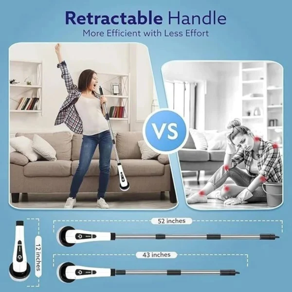 9-in-1 Cordless Electric Spin Scrubber – Power Cleaning Brush with Adjustable Extension Handle & 9 Replaceable Heads for Bathroom, Tub, and Tile