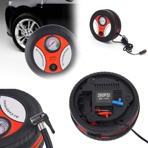 Heavy Duty Portable DC 12V Mini Tire Air Compressor with Multi-Use Adapters
