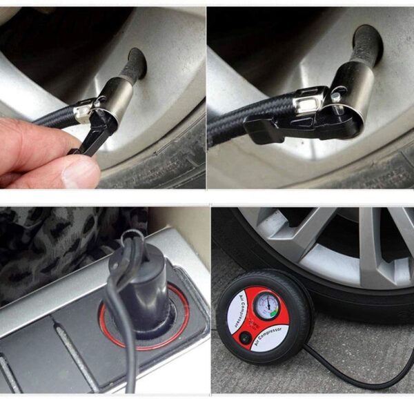 Heavy Duty Portable DC 12V Mini Tire Air Compressor with Multi-Use Adapters