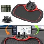 3-in-1 Car Dashboard Anti-Slip Mat – Non-Slip Silicone Sticky Pad with 360° Rotating Phone Holder & Temporary Parking Number