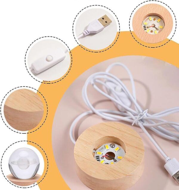 3D Solar System Crystal Ball Night Light – Luminous Astronomy Lamp with Warm LED Wooden Base for Home Decor & Gifts