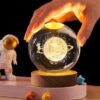 3D Solar System Crystal Ball Night Light – Luminous Astronomy Lamp with Warm LED Wooden Base for Home Decor & Gifts