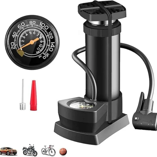Heavy-Duty Foot Air Pump with Precise Pressure Gauge – Portable Floor Pump for Bicycles, Cars, Motorcycles, and Sports Balls