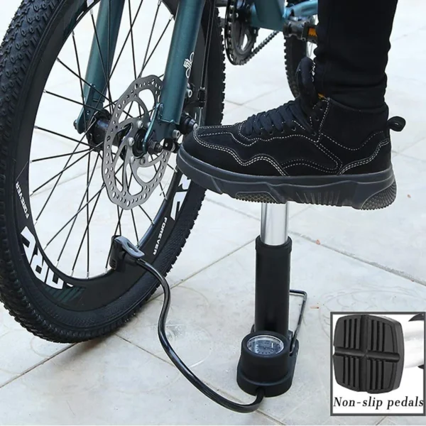 Heavy-Duty Foot Air Pump with Precise Pressure Gauge – Portable Floor Pump for Bicycles, Cars, Motorcycles, and Sports Balls