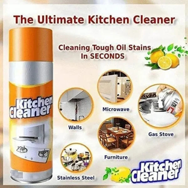 Heavy Duty Kitchen Cleaner Spray – Multi-Purpose Foam Degreaser for Stovetops, Range Hoods, and Ovens