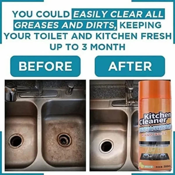 Heavy Duty Kitchen Cleaner Spray – Multi-Purpose Foam Degreaser for Stovetops, Range Hoods, and Ovens