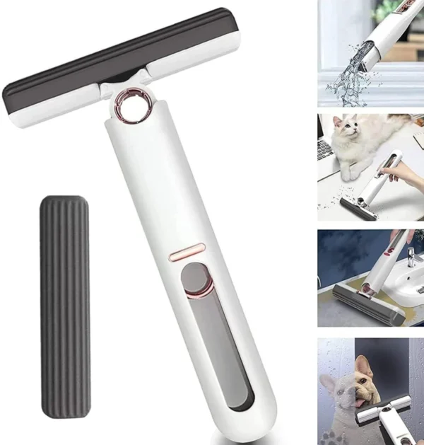 Portable Mini Mop – Self-Squeezing Handheld Sponge Mop for Desktop, Bathroom, Glass, and Car Interiors