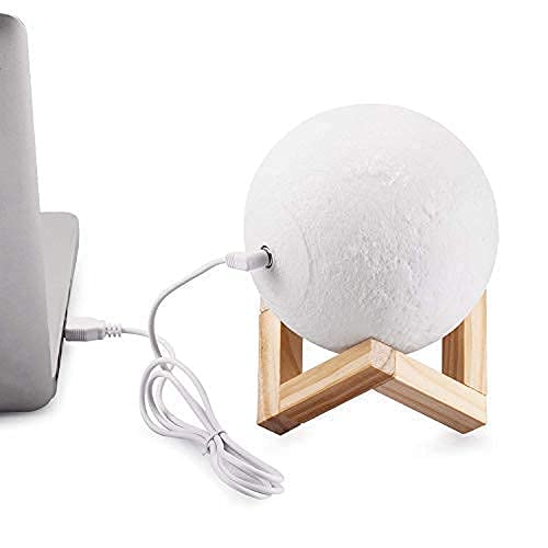 Moon Lamp with Wooden Stand – LED Lunar Night Light for Bedroom Decor & Gifts