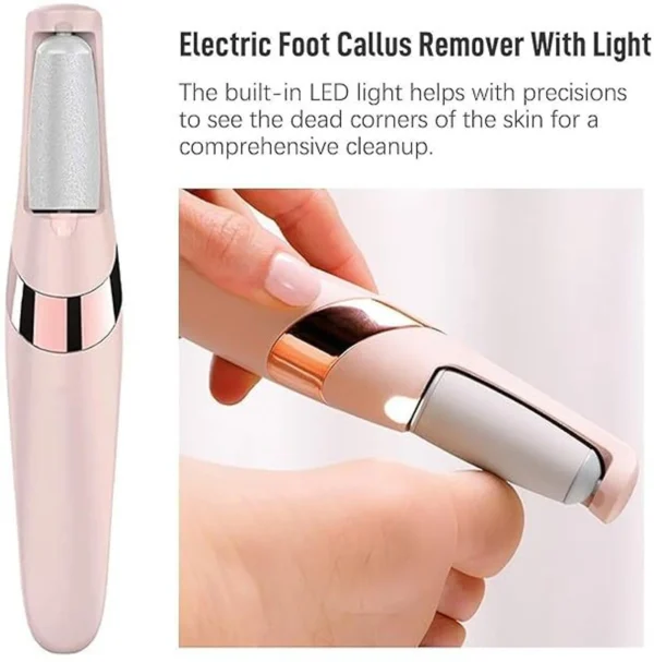 Rechargeable Electric Foot File Callus Remover – Professional Pedicure Wand Tool with Dual Speeds & 2 Roller Heads